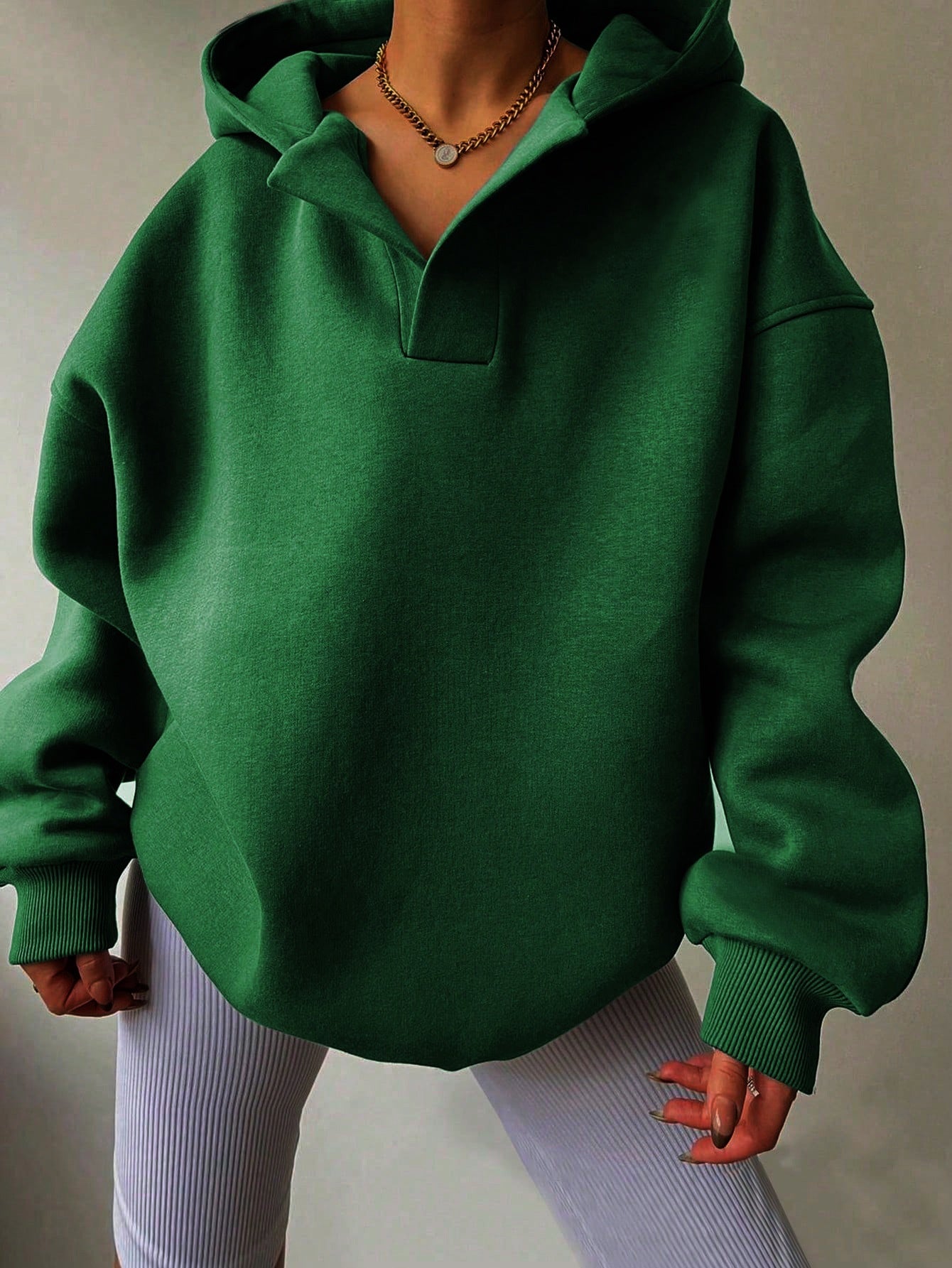 Sudadera con capucha de color liso para mujer – Sudadera holgada de manga larga