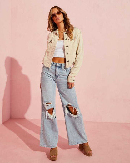 Loom & Soul™ Jeans ajustados rasgados – Pantalones de mezclilla elásticos de talle alto para mujer