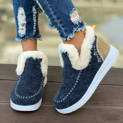 Botines de forro polar para mujer – Comodidad cálida y sin cordones para el invierno