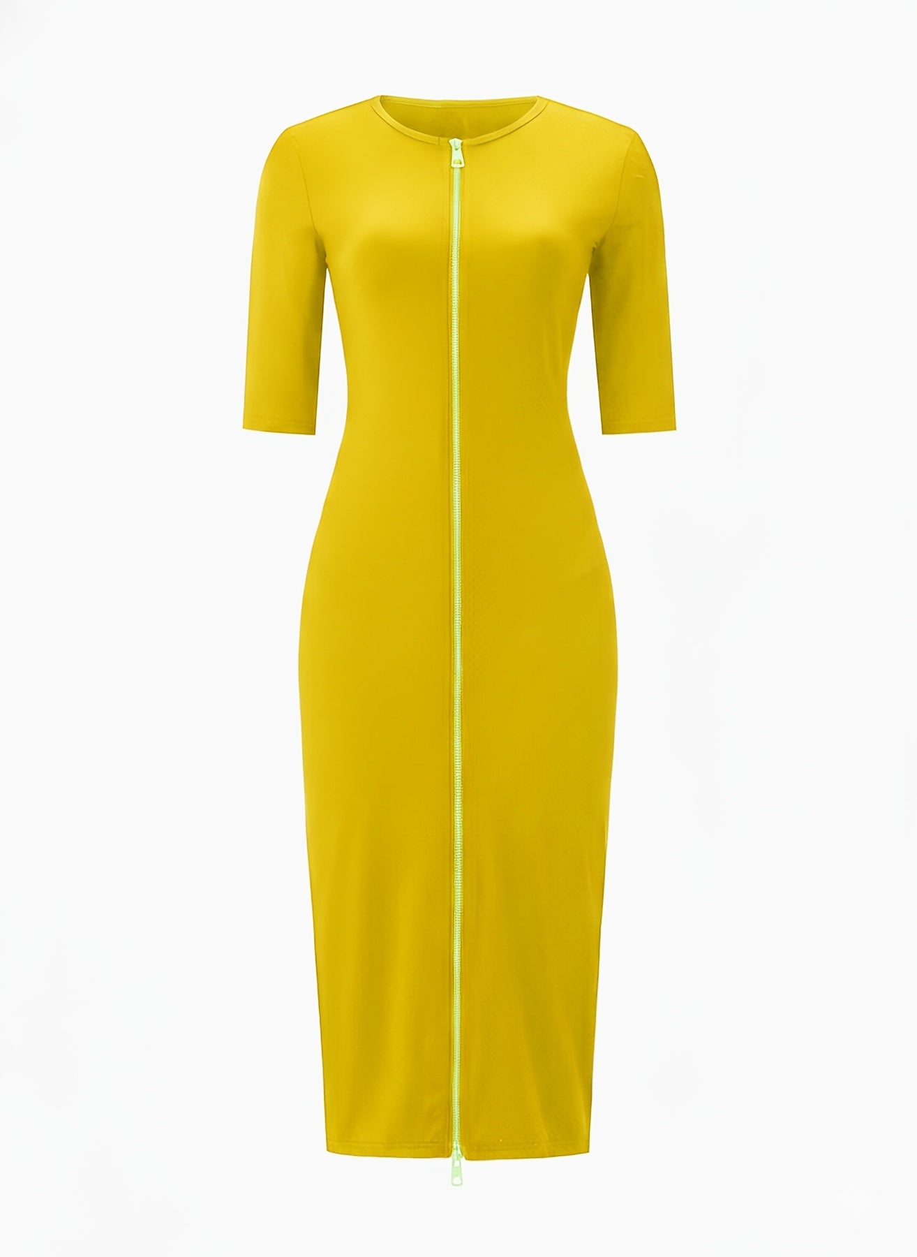 Vestido midi ajustado con cuello barco – Vestido elegante de manga corta con corte entallado