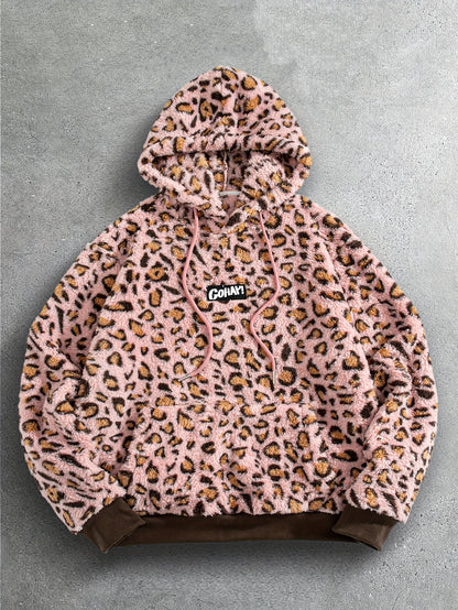 Sweat à Capuche Imprimé Léopard Homme – Sweat-shirt Doux Tendance Streetwear
