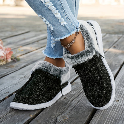 Mocassins à enfiler pour femmes – Chaussures d'hiver décontractées chaudes et antidérapantes avec semelle en EVA