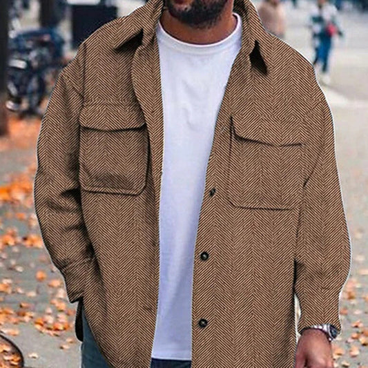 Chaqueta de Trabajo de Polo para Hombre - Abrigo de Moda Informal de Manga Larga
