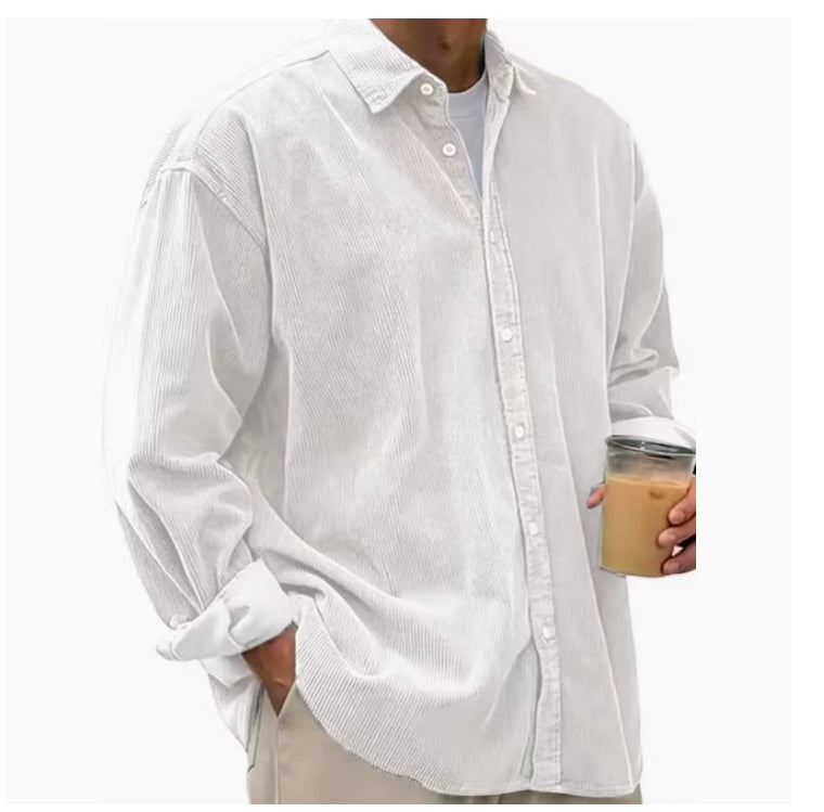 Chaqueta de Pana para Hombre – Abrigo Casual de Otoño de Corte Holgado
