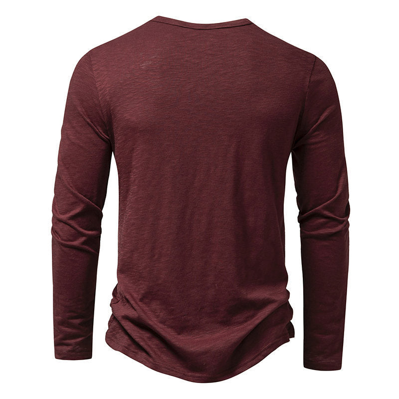 Pulóver de manga larga con botones Loom & Soul™ para hombre – Camiseta informal de color sólido para primavera y otoño