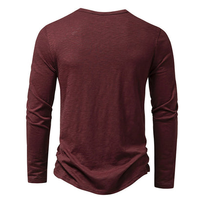 Pulóver de manga larga con botones Loom & Soul™ para hombre – Camiseta informal de color sólido para primavera y otoño