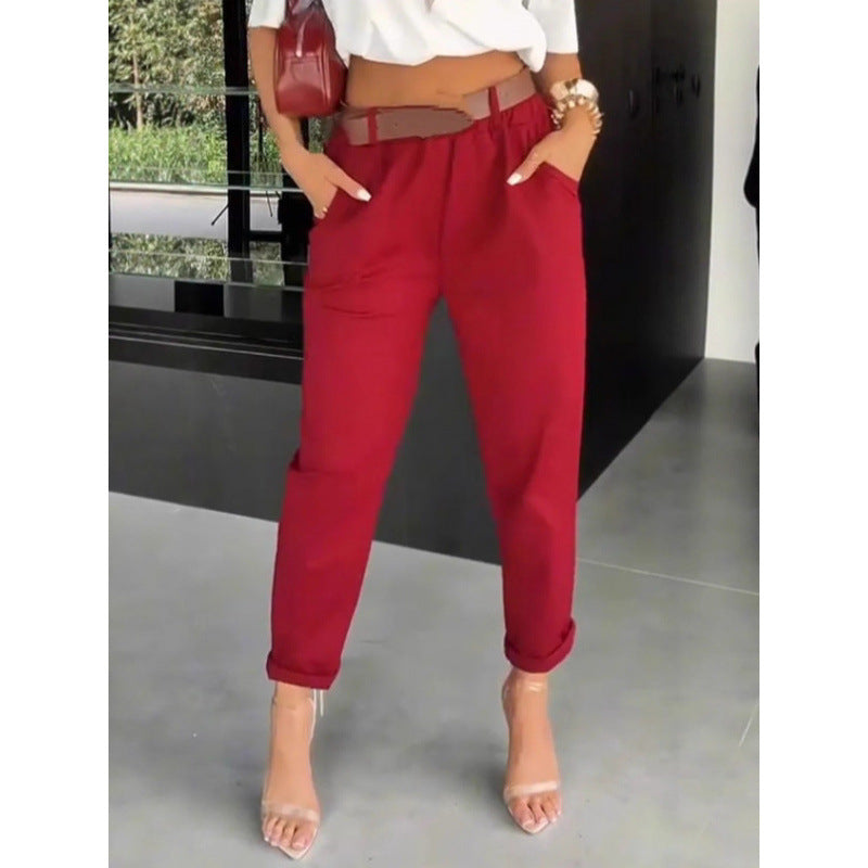 Women’s Slim Straight Pants – High Waist Casual Everyday Fit