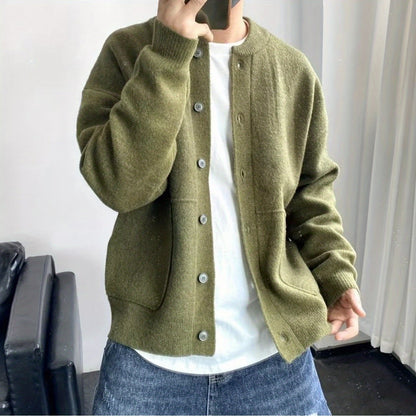 Cárdigan de punto grueso para hombre – Chaqueta de punto cálida con botones