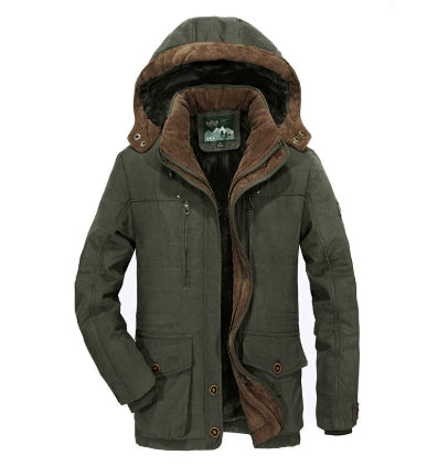 Abrigo de algodón con capucha para hombre – Cárdigan de invierno grueso con múltiples bolsillos