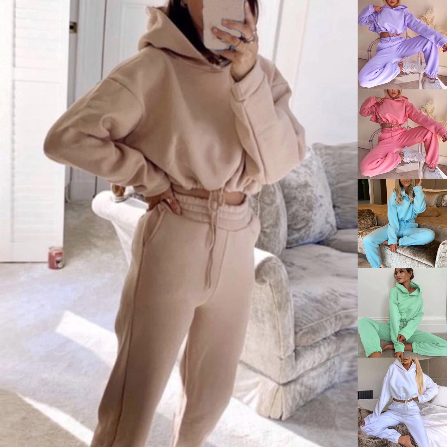 Survêtement 2 pièces femme Loom & Soul – Sweat à capuche manches longues et pantalon, ensemble de sport décontracté