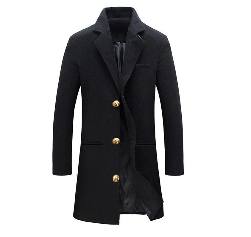 Abrigo largo de lana de invierno para hombre Loom & Soul™ – Solapa clásica, botonadura sencilla