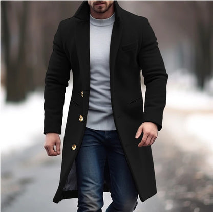 Abrigo largo de lana de invierno para hombre Loom & Soul™ – Solapa clásica, botonadura sencilla
