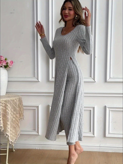 Ensemble deux pièces à carreaux – Haut à manches longues et pantalon assorti pour toutes les saisons