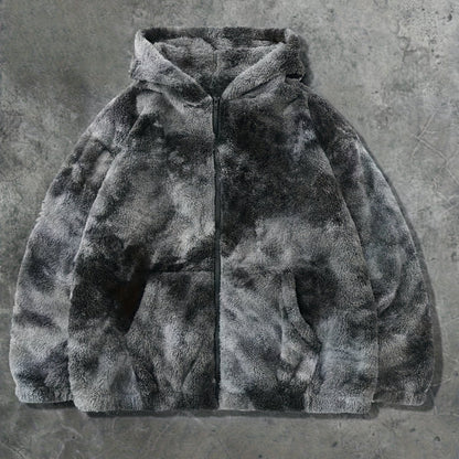 Veste polaire tie-dye Loom & Soul pour homme – Vêtement d'extérieur chaud à capuche en molleton doux et moelleux