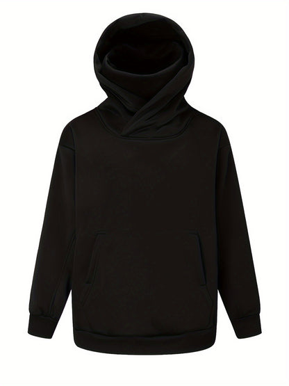 Sweat à capuche ample en peluche pour homme – Pull style ninja streetwear
