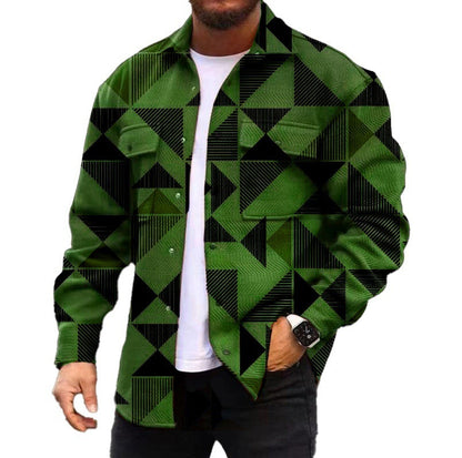 Chaqueta estampada digital 3D para hombre Loom & Soul™ – Camisa informal a cuadros de otoño con un toque de estilo urbano