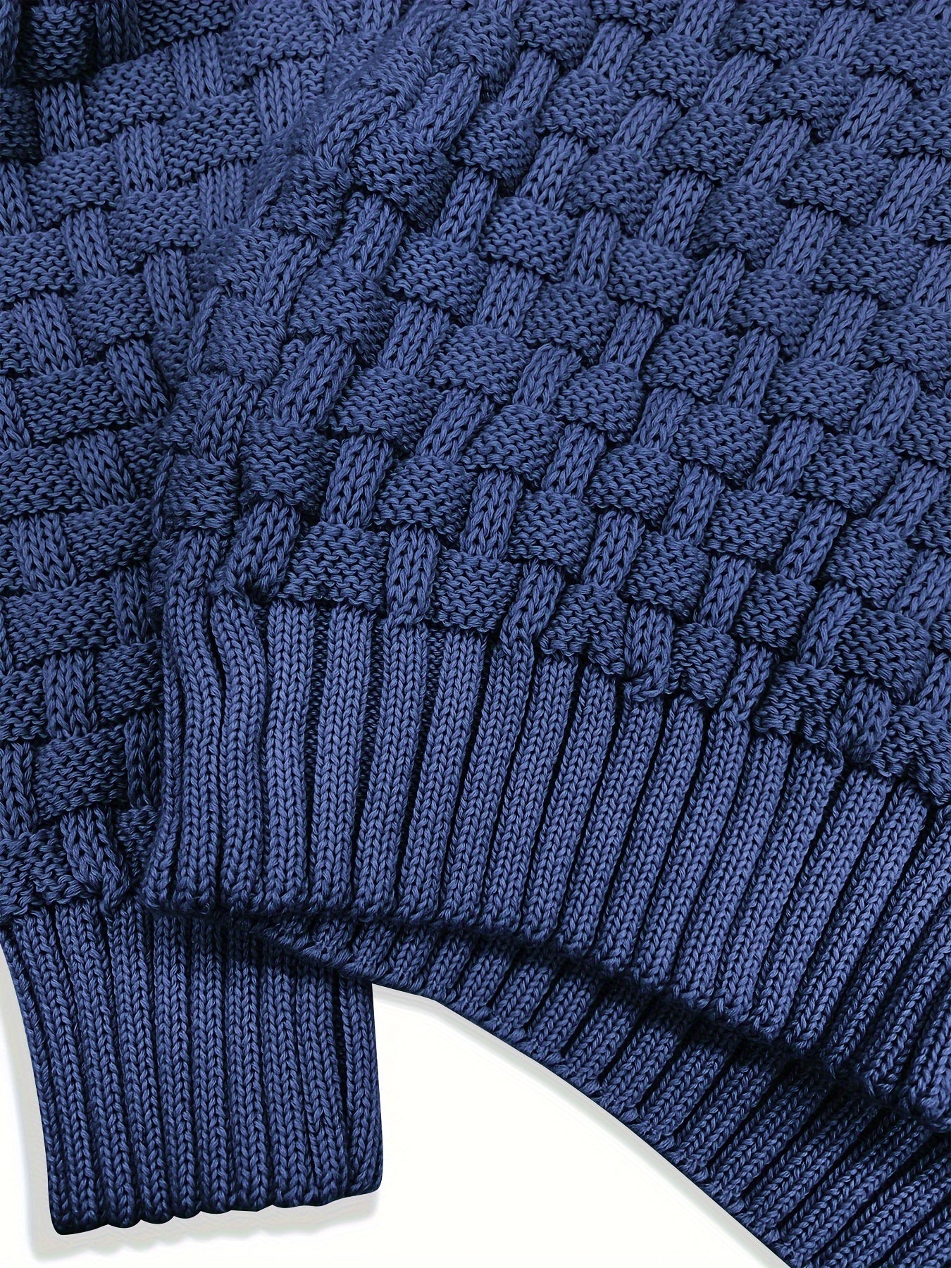 Men’s Waffle Knit Sweater – High Stretch Pullover with Lapel Collar