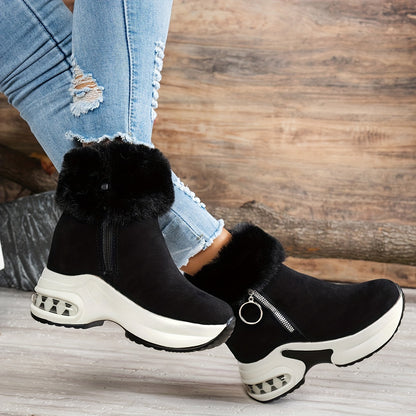 Women’s Platform Ankle Boots – Plush Lined Winter Zip Shoes