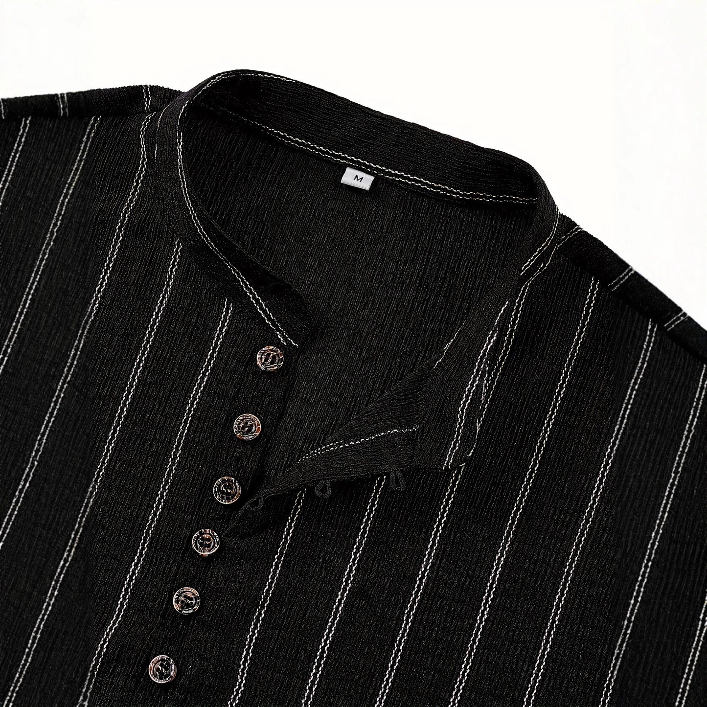 Jersey de manga larga a rayas y cuello redondo para hombre – Suéter informal ajustado