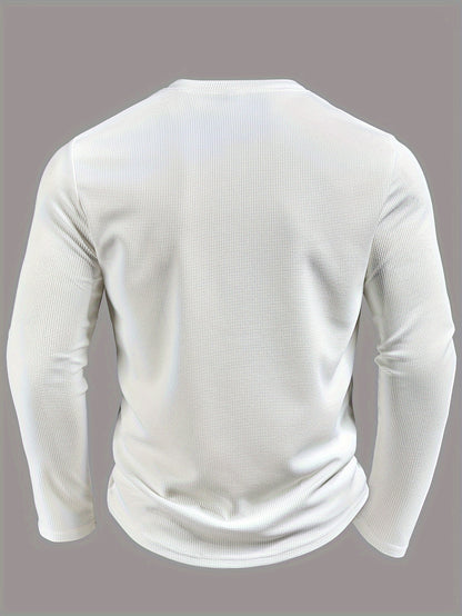 Haut Henley gaufré pour homme – Haut décontracté à manches longues et détails contrastants