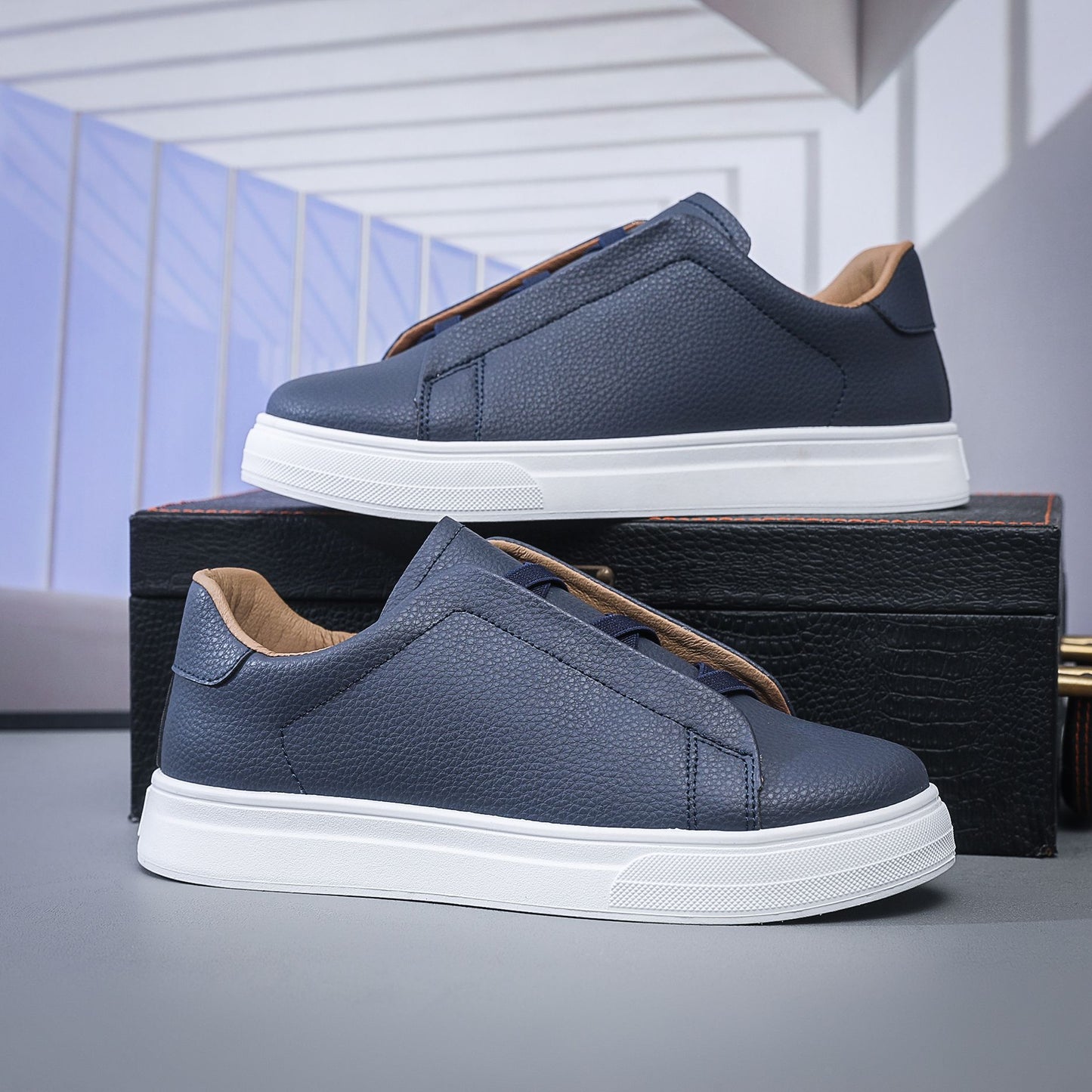 Men’s Korean Casual Slip-On Shoes – Vintage Elastic Comfort Fit