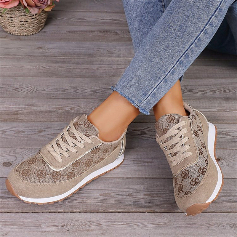 Zapatillas con cordones y estampado floral para mujer Loom & Soul – Calzado informal y ligero de PU para caminar y correr