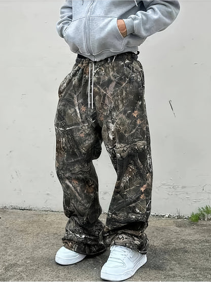 Pantalones deportivos de camuflaje para hombre – Pantalones rectos holgados para exteriores