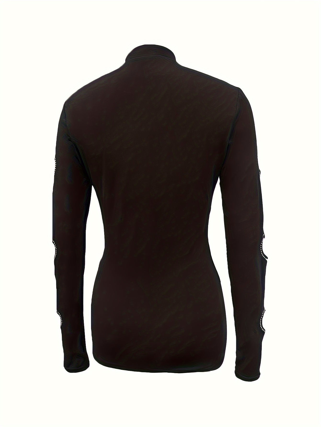 Blusa de cuello alto para mujer – Top elegante de manga larga con escote corazón