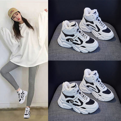 Zapatillas deportivas altas Loom & Soul™ con forro polar para mujer – Calzado de invierno cálido, grueso y cómodo