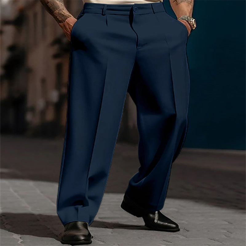 Men’s Straight Fit Suit Pants – Breathable Casual Formal Trousers