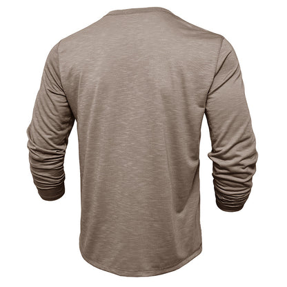 Men’s Long Sleeve Henley Shirt – Slub Cotton Casual Pullover
