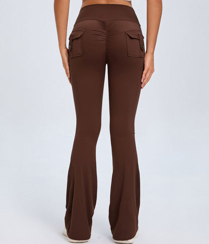 Loom & Soul™ Pantalon de Yoga Évasé – Legging de Fitness Taille Haute Effet Push-up avec Poches