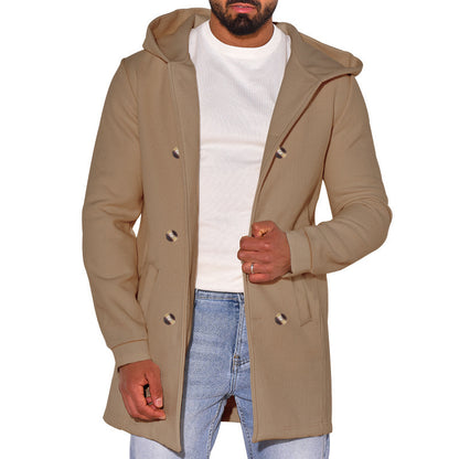 Gabardina de Lana Delgada con Capucha para Hombre – Estilo Versátil para Toda la Temporada