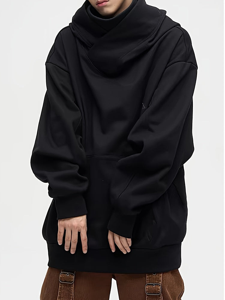Sweat à capuche ample en peluche pour homme – Pull style ninja streetwear