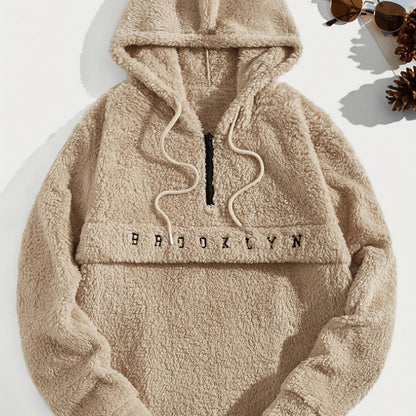 Sweat à capuche en molleton doux pour hommes – Demi-zip « Brooklyn » Pull d'hiver