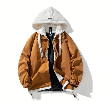 Chaqueta con cremallera y bloques de color para hombre Loom & Soul – Cortavientos ligero con capucha