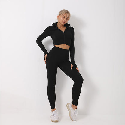 Conjunto de yoga sin costuras de 3 piezas Loom & Soul para mujer – Sujetador deportivo, top corto y leggings, conjunto de gimnasio de secado rápido