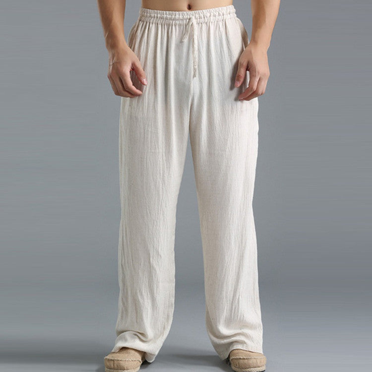 Pantalones de Lino Transpirables para Hombre – Pantalones Deportivos Casuales de Corte Holgado