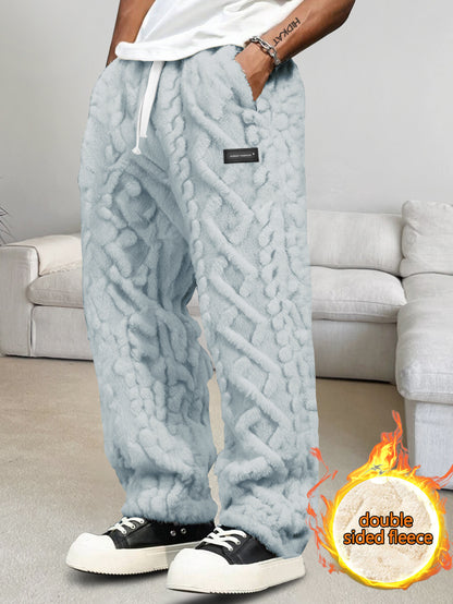 Pantalones de casa de forro polar para hombre – Comodidad cálida de invierno con cordón