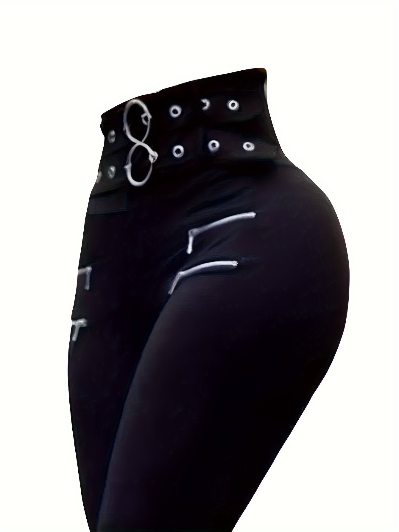 Pantalones de vestir elásticos ajustados de tiro alto con cremallera para mujer