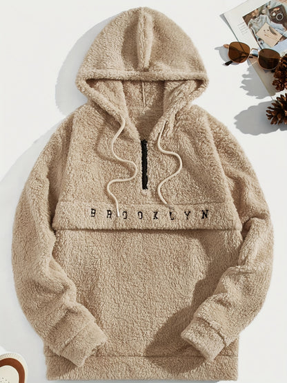 Sweat à capuche en molleton doux pour hommes – Demi-zip « Brooklyn » Pull d'hiver