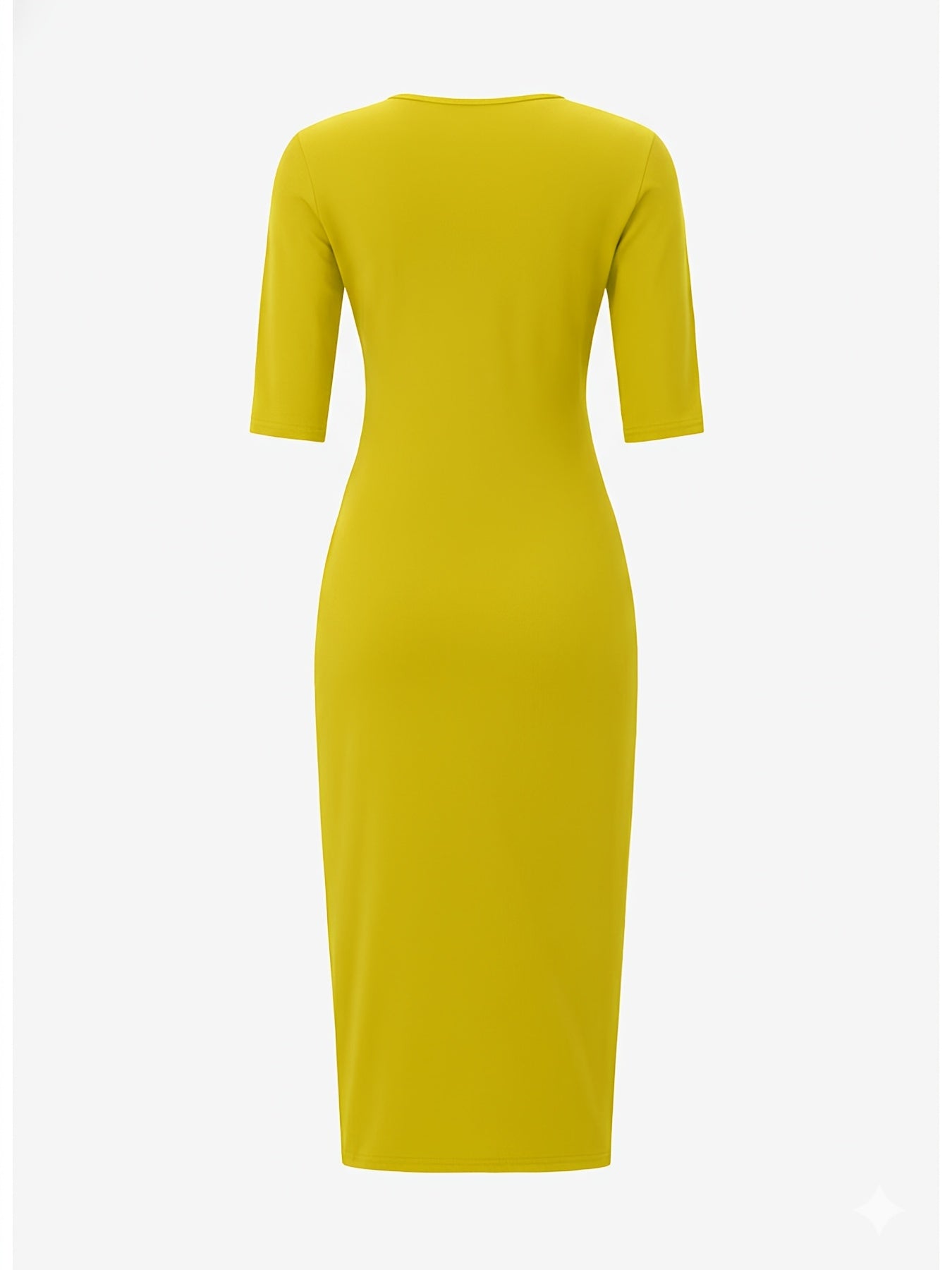 Vestido midi ajustado con cuello barco – Vestido elegante de manga corta con corte entallado