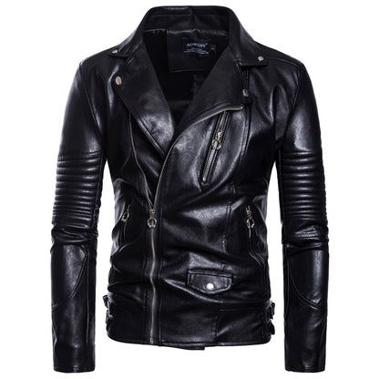 Chaqueta de cuero de oveja Loom & Soul™ para hombre – Abrigo ajustado con cremallera estilo europeo y cuello de traje