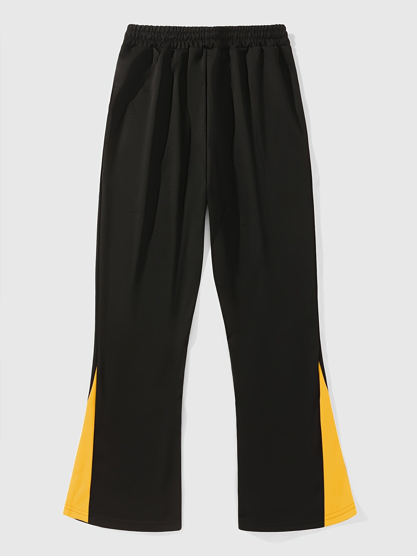 Pantalones Acampanados Negros para Hombre – Pantalones de Calle con Estampado de Cruz y Raya Roja