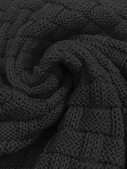 Men’s Waffle Knit Sweater – High Stretch Pullover with Lapel Collar