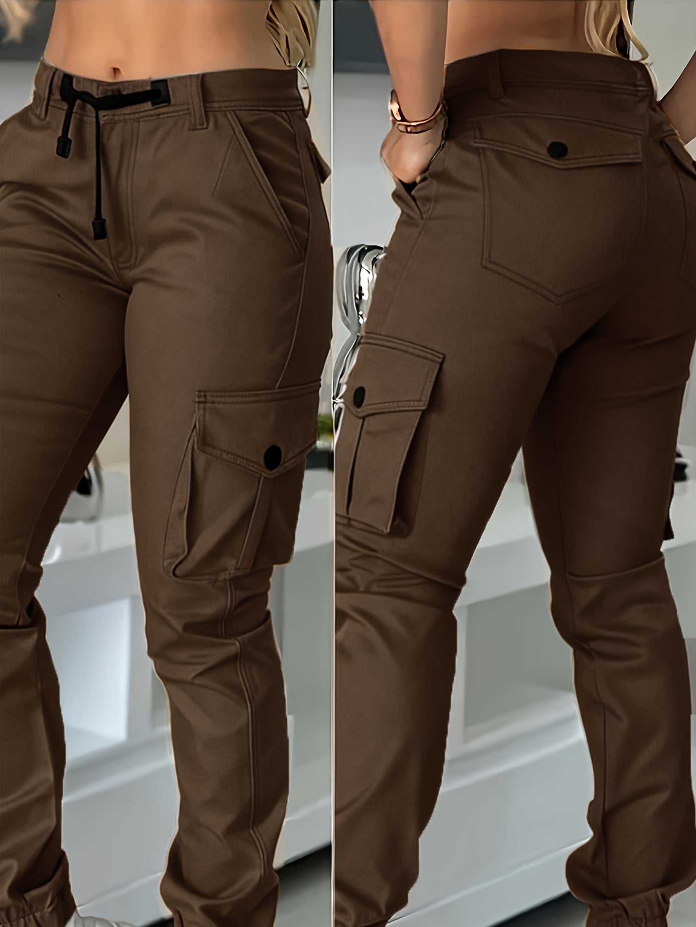 Pantalones cargo de mujer de cintura alta – Pantalones de trabajo elegantes para todas las estaciones