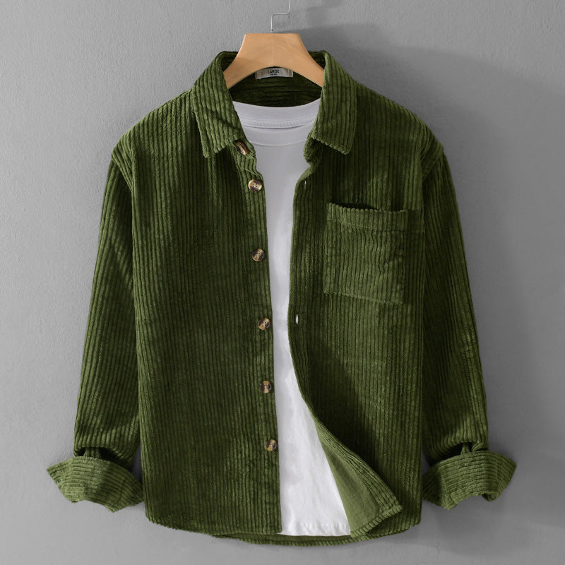 Camisa de pana de invierno Loom & Soul para hombre – Camisa casual de manga larga con botones, bolsillo y cuello solapa