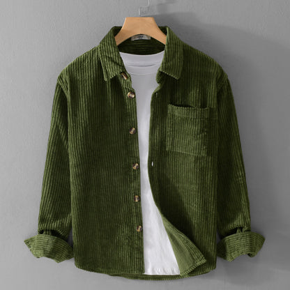Camisa de pana de invierno Loom & Soul para hombre – Camisa casual de manga larga con botones, bolsillo y cuello solapa