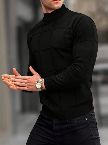 Jersey de cuello cisne de algodón para hombre – Suéter de punto prémium