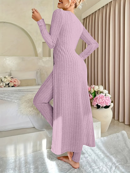 Ensemble deux pièces à carreaux – Haut à manches longues et pantalon assorti pour toutes les saisons